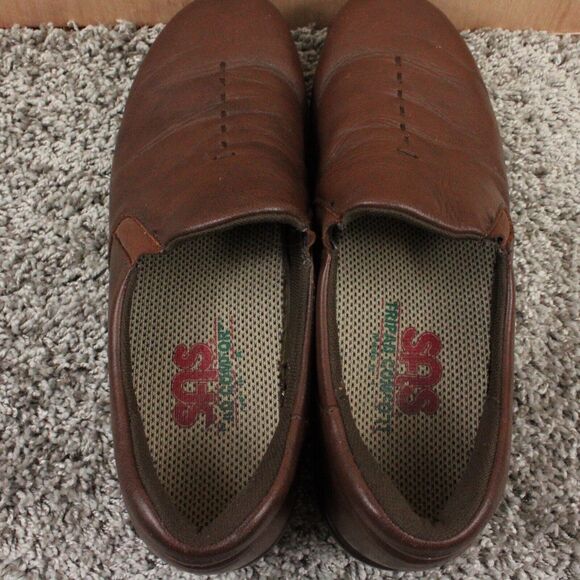 SAS Simplify Womens 7.5 Brown Leather Slip On Comfort Loafers Work Casual - Picture 9 of 11